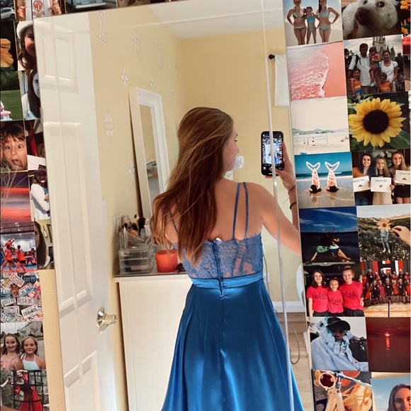 City Studio Juniors Lace Back & Flare Party Dress - Picture 2 of 5